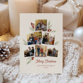 フェスティバルの葉フォトツリーフレームフラットホリデーカード シーズンカード