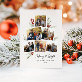 フェスティバルの葉フォトツリーフレームフラットホリデーカード シーズンカード