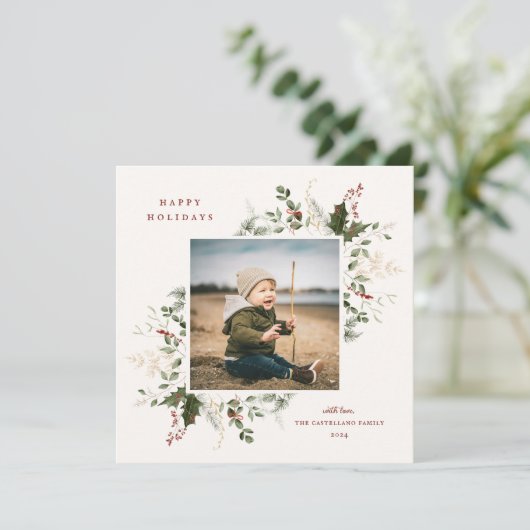 フェスティバルの葉フラットホリデーフォトカード シーズンカード (スタンド正面)