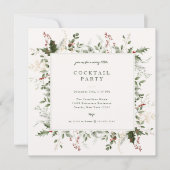 フェスティバルの葉フレームホリデーパーティー 招待状 (正面)