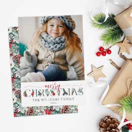 フェスティバルの葉メリークリスマスフローラグリーティング カード