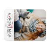 フェスティバルの葉メリークリスマスフローラグリーティング マグネット (横)