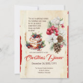 フェスティバルの葉ヴィンテージパインコーンフローラクリスマス 招待状 (正面)