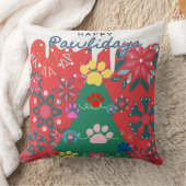 フェスティバルの赤いクリスマスツリーと手のオーナメント クッション (ブランケット)