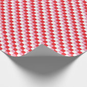 フェスティバルの赤、白、およびピンクの3色チェック ラッピングペーパー (角)