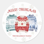 フェスティバルの醜いセーターメリークリスマス ラウンドシール (正面)
