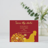 フェスティバルの金ゴールドレッドの中国の結婚年 案内ポストカード (スタンド正面)