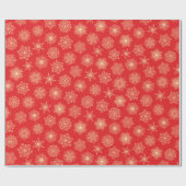 フェスティバルの雪片イエローと赤のクリスマス ラッピングペーパー (フラット)