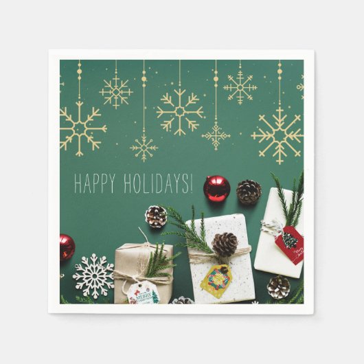 フェスティバルの雪片,クリスマス スタンダードカクテルナプキン (正面)