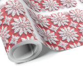 フェスティバルの雪赤と白片 ラッピングペーパー (ロールコーナー)