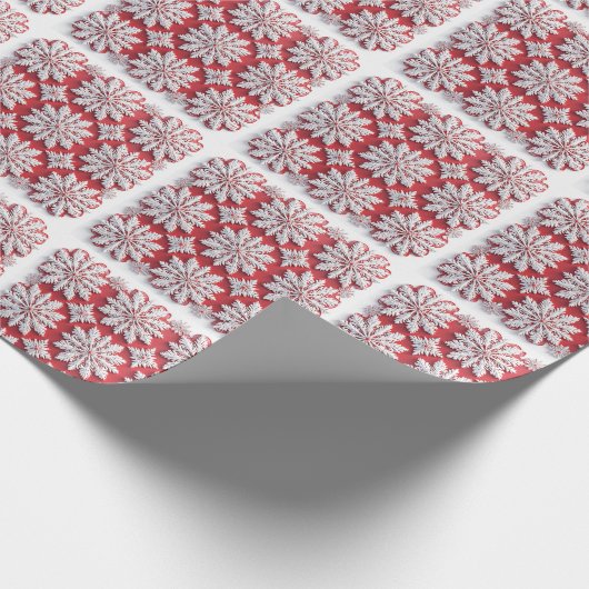 フェスティバルの雪赤と白片 ラッピングペーパー (角)