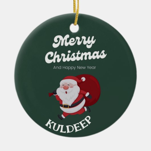 「フェスティバルの雰囲気:クリスマスと新年応援」 セラミックオーナメント (正面)