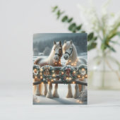 フェスティバルの馬とクリスマスライトパーソナライズされた ポストカード (スタンド正面)
