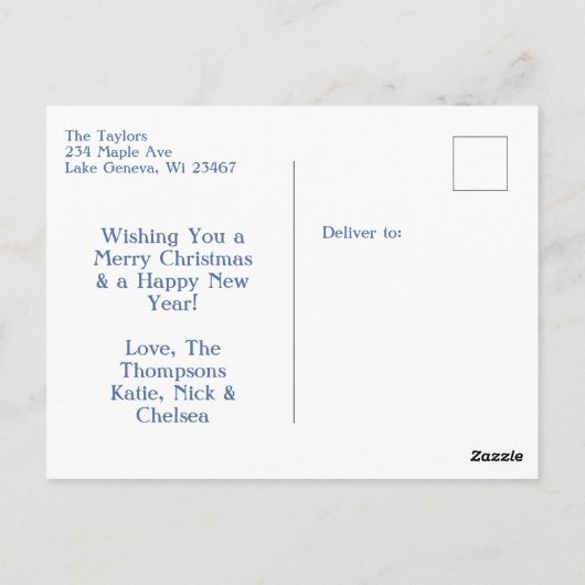 フェスティバルの馬とクリスマスライトパーソナライズされた ポストカード (裏面)