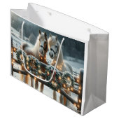 フェスティバルの馬とクリスマスライト ラージペーパーバッグ (正面アングル)