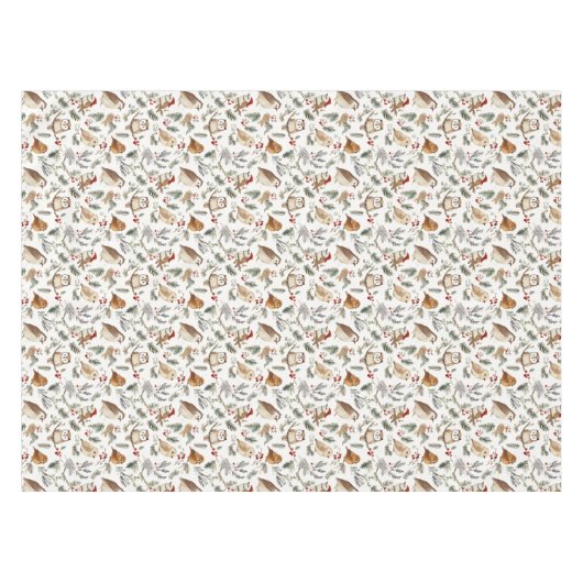 フェスティバルの鳥と小枝のウッドランドパターン テーブルクロス (正面(横))