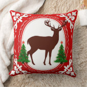フェスティバルの鹿のシルエット(クリスマスツリーあり) クッション (ブランケット)