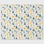 フェスティバルの黄色と緑のクリスマスツリー ラッピングペーパー (フラット)