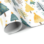 フェスティバルの黄色と緑のクリスマスツリー ラッピングペーパー (ロールコーナー)