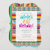 フェスティバルのFeliz Muertosの砂糖のスカルは縞で飾ります 招待状 (正面/裏面)