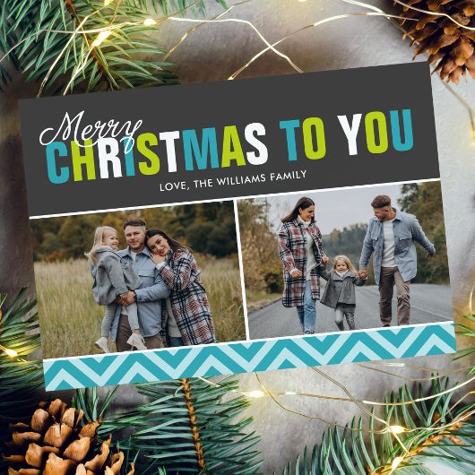 フェスティバルはっきりしたカラフル手紙のクリスマスフォト シーズンカード