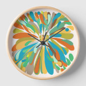 フェスティバルはっきりしたカラフル菊フローラ 壁時計 (正面)