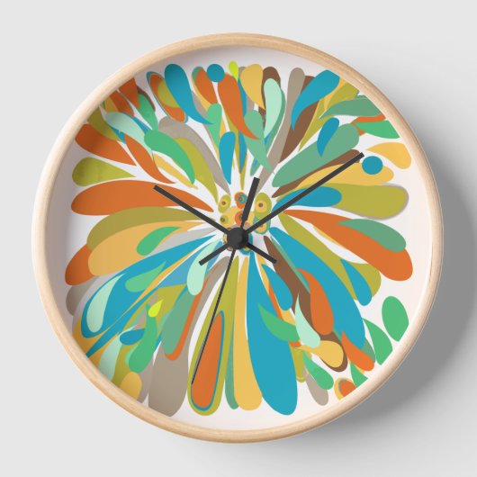 フェスティバルはっきりしたカラフル菊フローラ 壁時計 (正面)