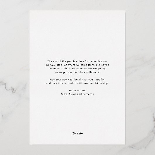 フェスティバルはっきりしたタイポグラフィメリークリスマスフォト 箔シーズンカード (裏面)