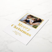 フェスティバルはっきりしたタイポグラフィメリークリスマスフォト 箔シーズンカード (回転した状態)