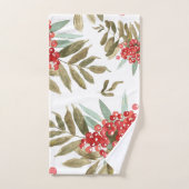 フェスティバルはっきりした水色クリスマスベリーのクリスマス バスタオルセット (ハンドタオル)