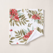 フェスティバルはっきりした水色クリスマスベリーのクリスマス バスタオルセット (ウォッシュタオル)