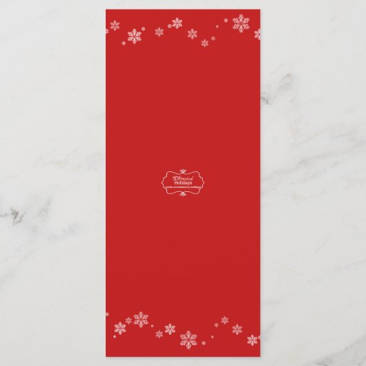 フェスティバルはクリスマスの休日の夕食を残します メニュー (裏面)