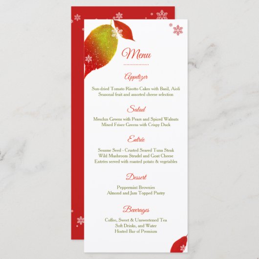 フェスティバルはクリスマスの休日の夕食を残します メニュー (正面/裏面)
