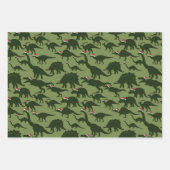 フェスティバルよくはしゃぐ恐竜がサンタハットを着て ラッピングペーパーシート (正面2)