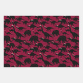 フェスティバルよくはしゃぐ恐竜がサンタハットを着て ラッピングペーパーシート (正面)