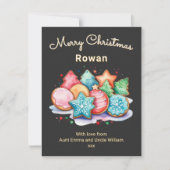 フェスティバルアイクッキーメリーパーソナライズされたクリスマス シーズンカード (正面)