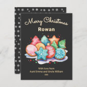 フェスティバルアイクッキーメリーパーソナライズされたクリスマス シーズンカード (正面/裏面)