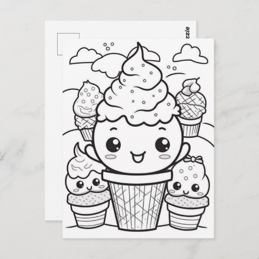 フェスティバルアイスクリームキッズカラーリング ポストカード (正面/裏面)