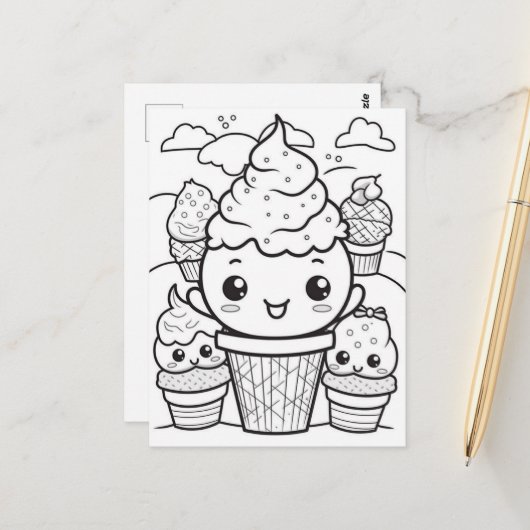 フェスティバルアイスクリームキッズカラーリング ポストカード (正面/裏面インサイチュ)
