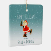 フェスティバルアイススケートで滑るサンタパーソナライズされた- セラミックオーナメント (右)