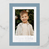 フェスティバルアイスブルーとシルバースノーフレーク写真 箔シーズンカード (正面)