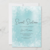 フェスティバルアイスブルー白エレガント雪シック甘い16 招待状 (正面)