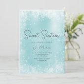 フェスティバルアイスブルー白エレガント雪シック甘い16 招待状 (スタンド正面)