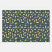 フェスティバルアイリッシュグリーンネイビーラッキーユーシャムロックコイン ラッピングペーパーシート (正面2)