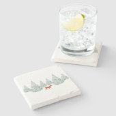 フェスティバルアカシカ雪に覆われたトウヒの木 ストーンコースター (横)