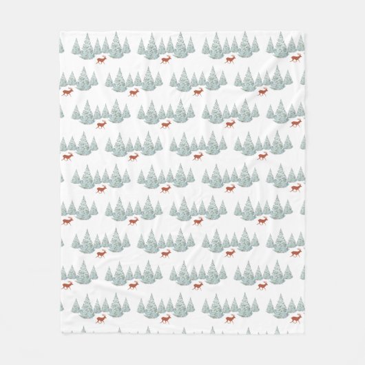フェスティバルアカシカ雪に覆われたトウヒの木 フリースブランケット (正面)