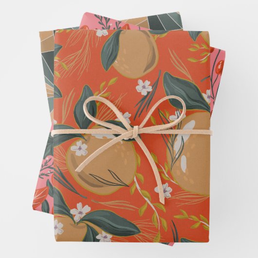 フェスティバルアップルポインセッタホリデージェムトーン ラッピングペーパーシート (インサイチュ)