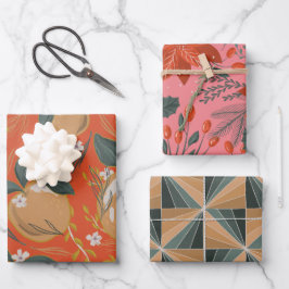 フェスティバルアップルポインセッタホリデージェムトーン ラッピングペーパーシート