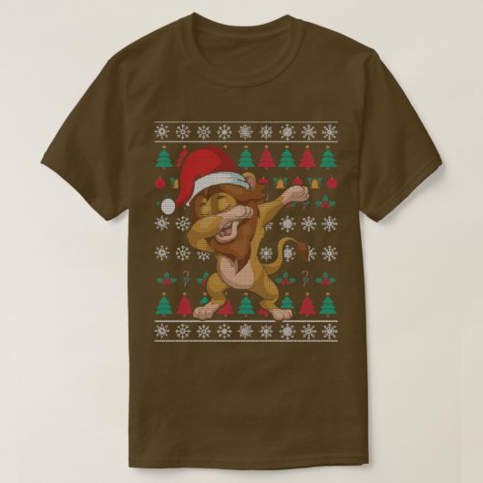 フェスティバルアニマルサンタクロース獅子醜いクリスマス Tシャツ (デザイン正面)