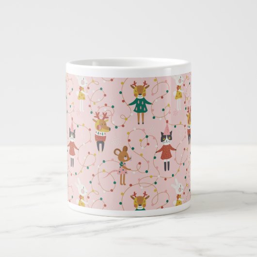フェスティバルアニマルフレンズクリスマスパターン ジャンボコーヒーマグカップ (正面)